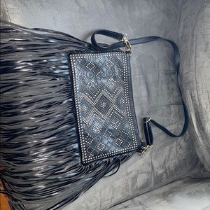 Black studded frill purse